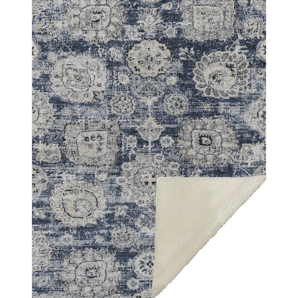 Premium Machine Washable ASB634 Navy 50" x 70" Sherpa Throw Blanket. Picture 1