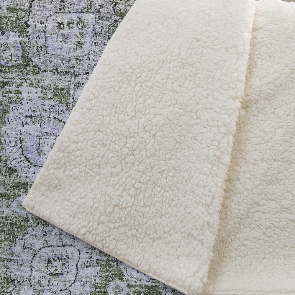 Premium Machine Washable ASB634 Olive 50" x 70" Sherpa Throw Blanket. Picture 2
