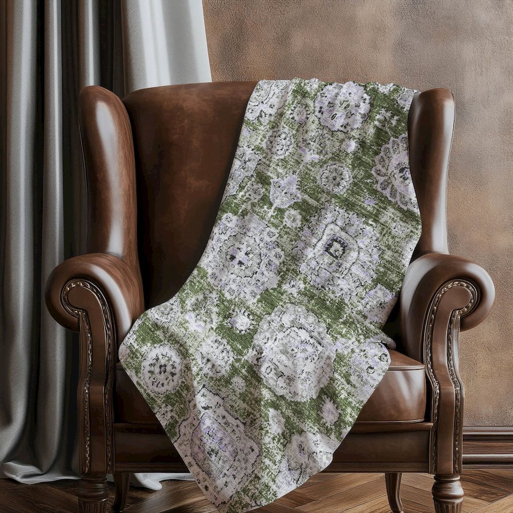 Premium Machine Washable ASB634 Olive 50" x 70" Sherpa Throw Blanket. Picture 5