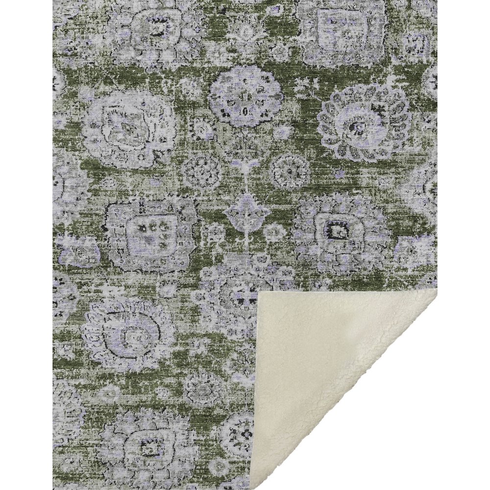 Premium Machine Washable ASB634 Olive 50" x 70" Sherpa Throw Blanket. Picture 1