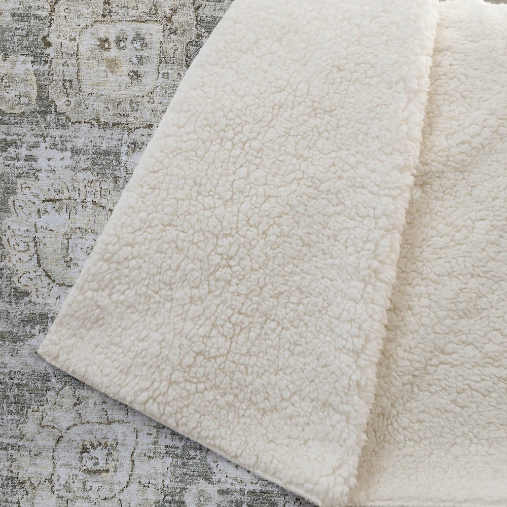 Premium Machine Washable ASB634 Taupe 50" x 70" Sherpa Throw Blanket. Picture 2