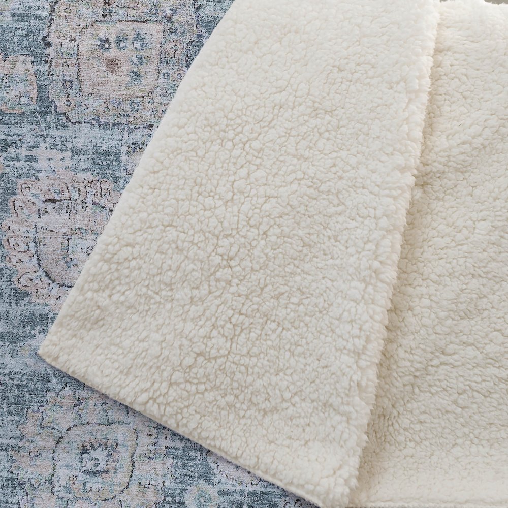 Premium Machine Washable ASB634 Teal 50" x 70" Sherpa Throw Blanket. Picture 2