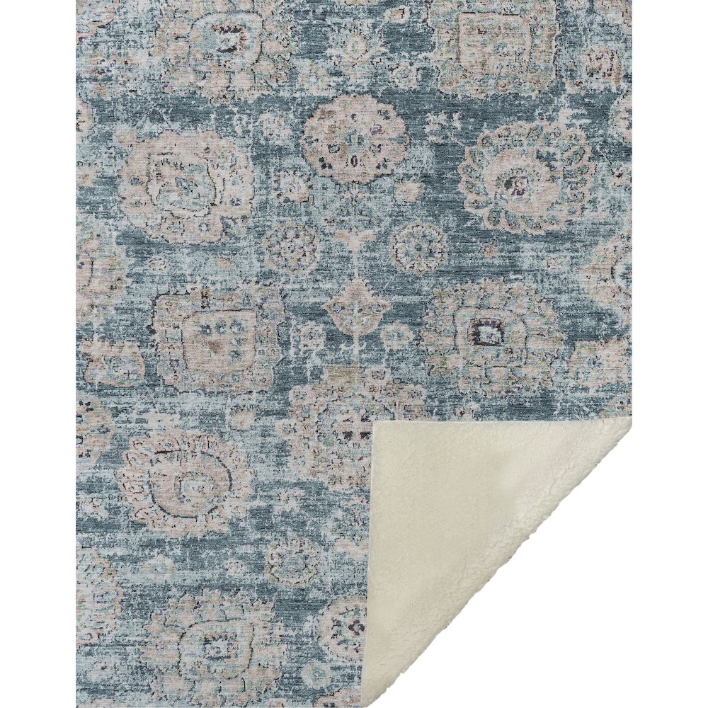 Premium Machine Washable ASB634 Teal 50" x 70" Sherpa Throw Blanket. Picture 1