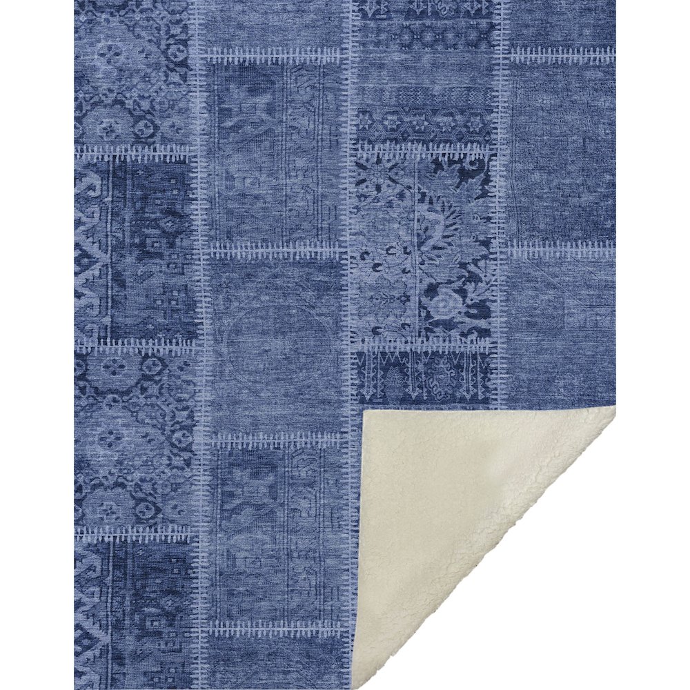 Premium Machine Washable ASB635 Navy 50" x 70" Sherpa Throw Blanket. Picture 1