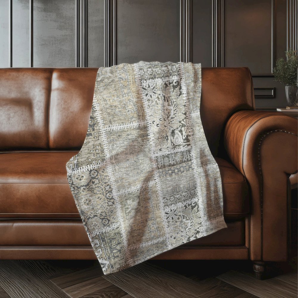 Premium Machine Washable ASB635 Taupe 50" x 70" Sherpa Throw Blanket. Picture 4