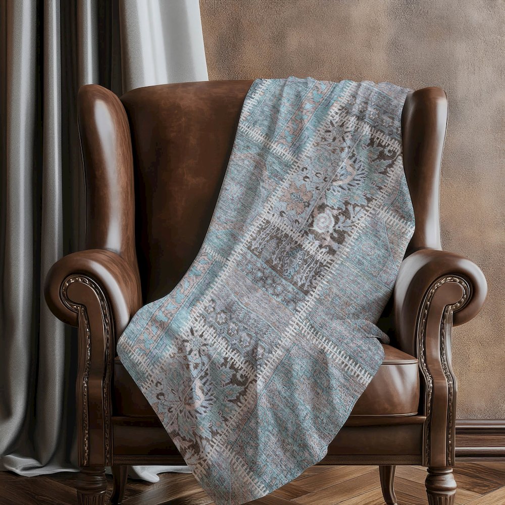 Premium Machine Washable ASB635 Teal 50" x 70" Sherpa Throw Blanket. Picture 5