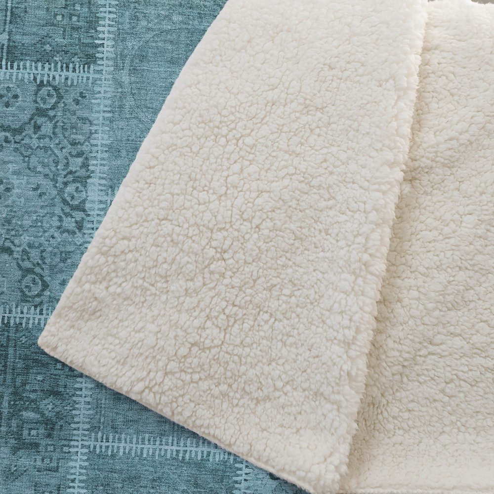 Premium Machine Washable ASB635 Turquoise 50" x 70" Sherpa Throw Blanket. Picture 2