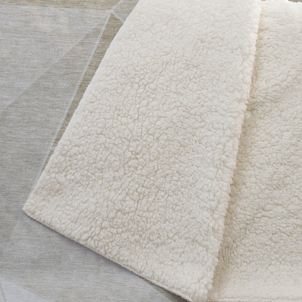 Premium Machine Washable ASB636 Beige 50" x 70" Sherpa Throw Blanket. Picture 2
