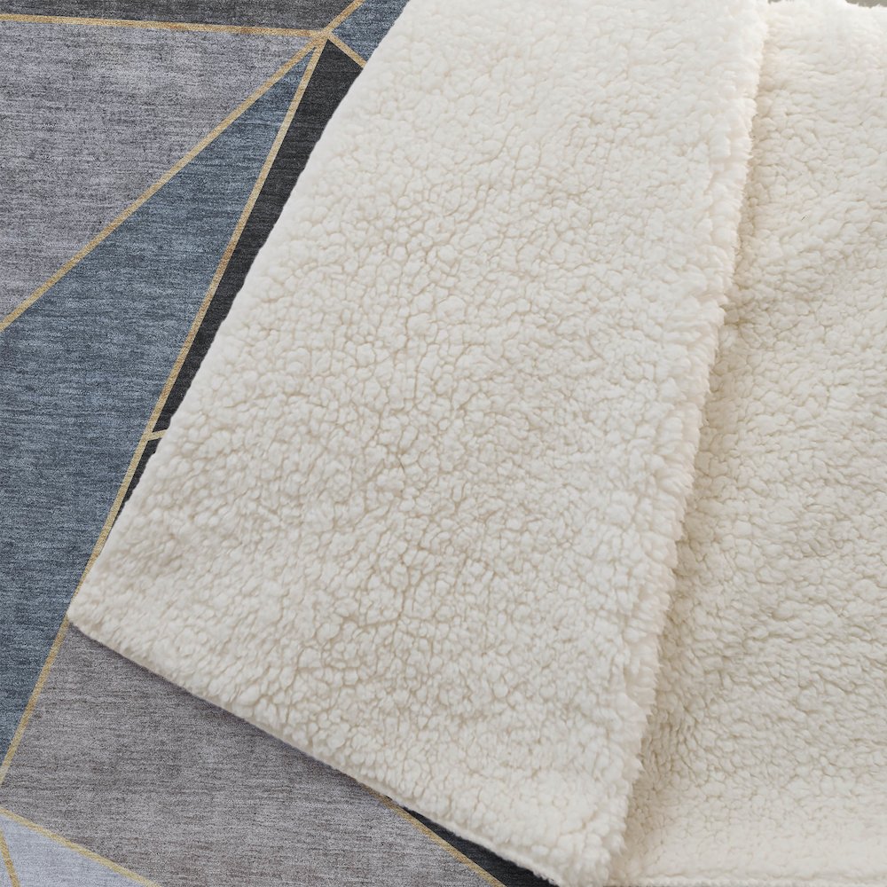 Premium Machine Washable ASB636 Blue 50" x 70" Sherpa Throw Blanket. Picture 2