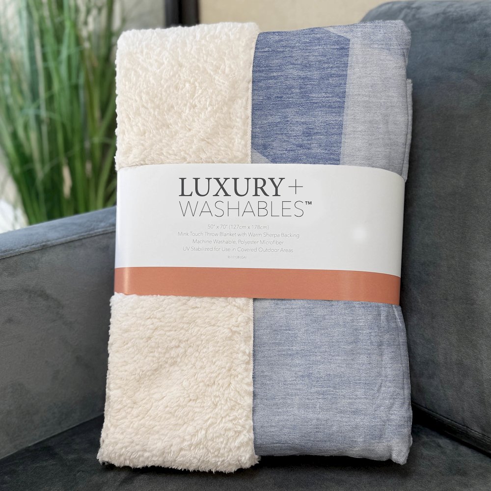Premium Machine Washable ASB636 Sky 50" x 70" Sherpa Throw Blanket. Picture 3