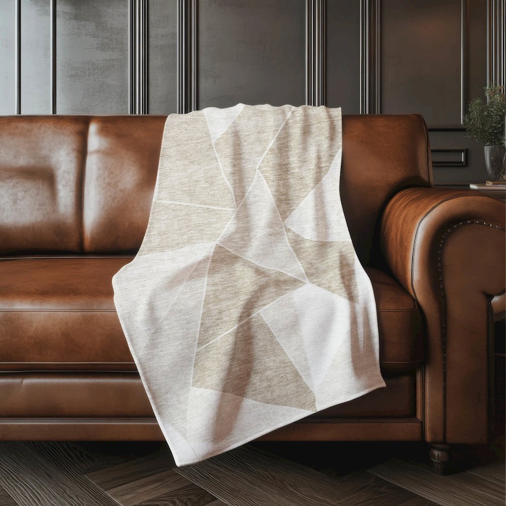 Premium Machine Washable ASB636 Taupe 50" x 70" Sherpa Throw Blanket. Picture 4