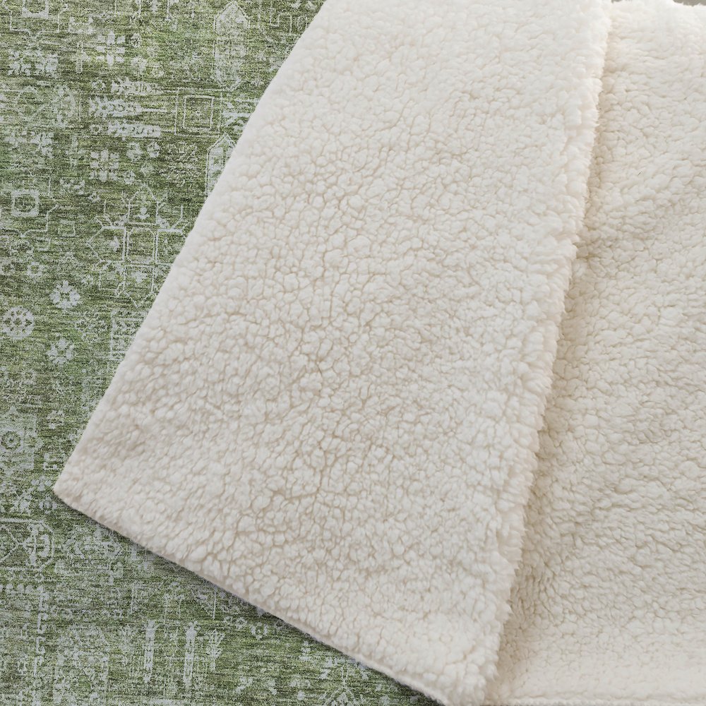 Premium Machine Washable ASB637 Aloe 50" x 70" Sherpa Throw Blanket. Picture 2
