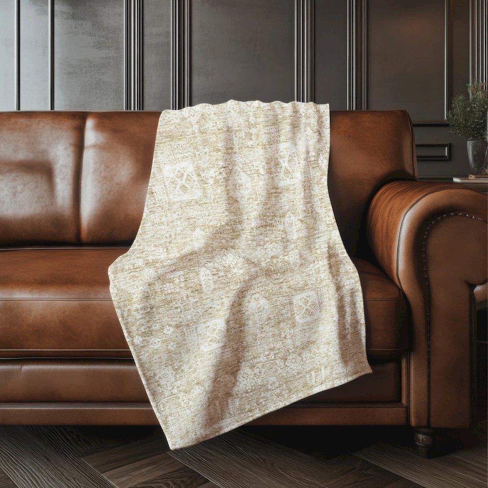 Premium Machine Washable ASB637 Beige 50" x 70" Sherpa Throw Blanket. Picture 4