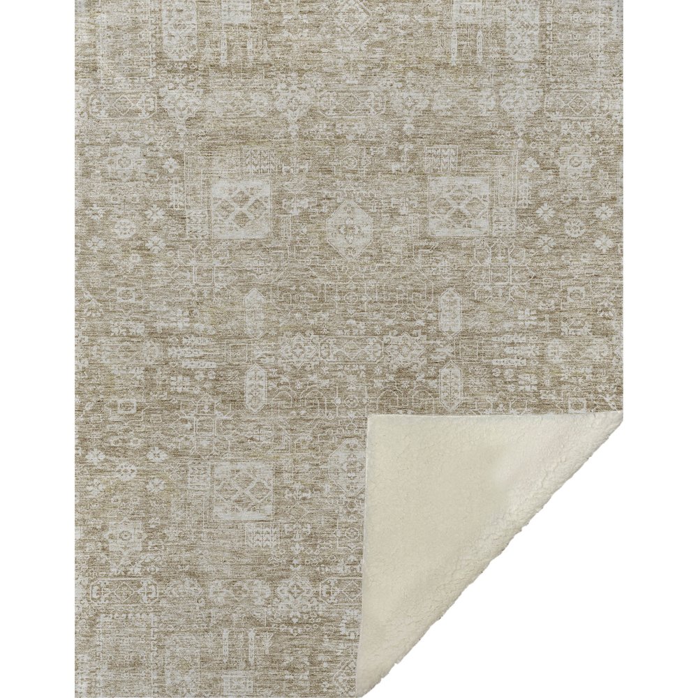 Premium Machine Washable ASB637 Beige 50" x 70" Sherpa Throw Blanket. Picture 1