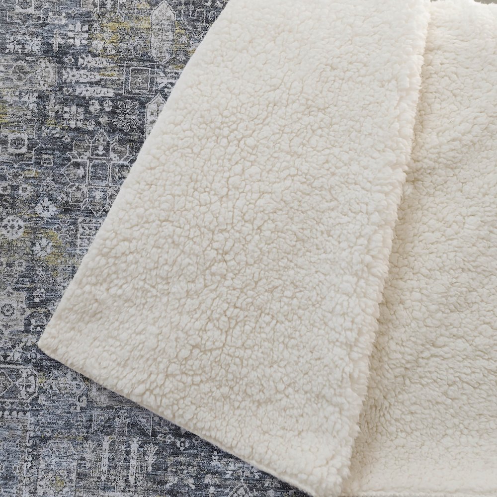 Premium Machine Washable ASB637 Charcoal 50" x 70" Sherpa Throw Blanket. Picture 2