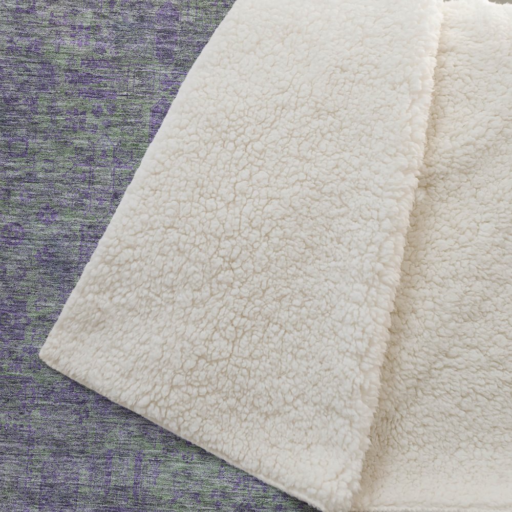 Premium Machine Washable ASB637 Fern 50" x 70" Sherpa Throw Blanket. Picture 2