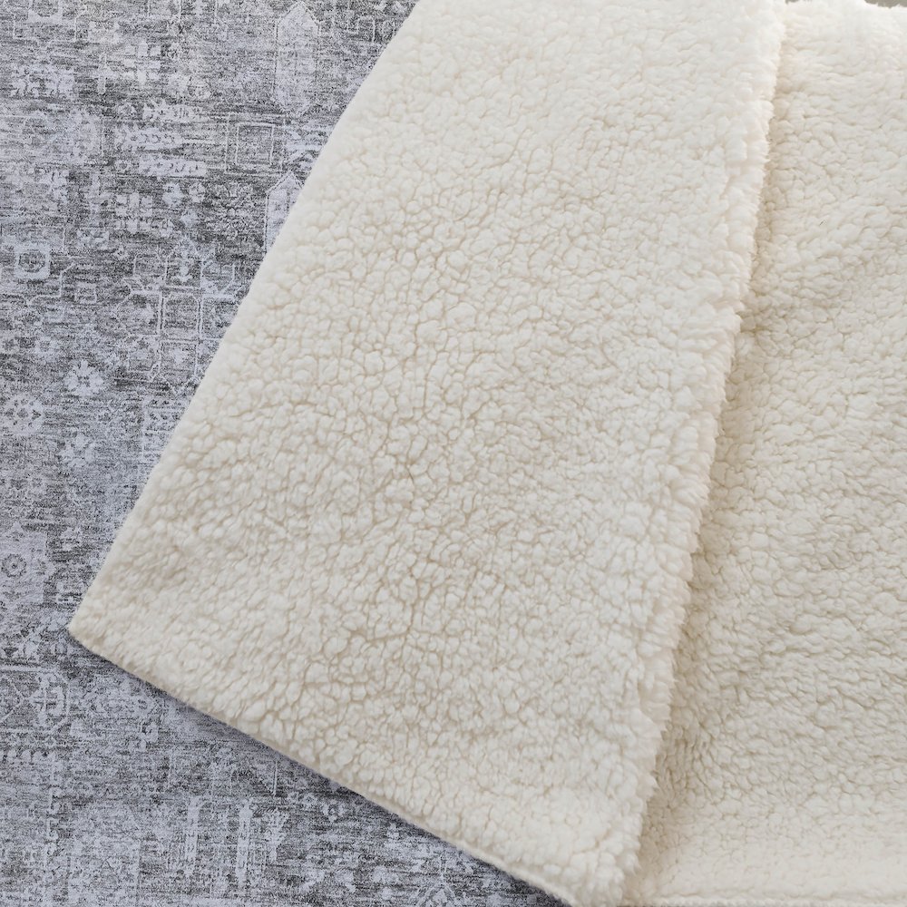 Premium Machine Washable ASB637 Gray 50" x 70" Sherpa Throw Blanket. Picture 2