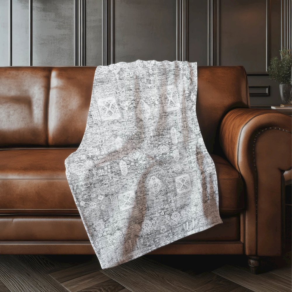 Premium Machine Washable ASB637 Gray 50" x 70" Sherpa Throw Blanket. Picture 4
