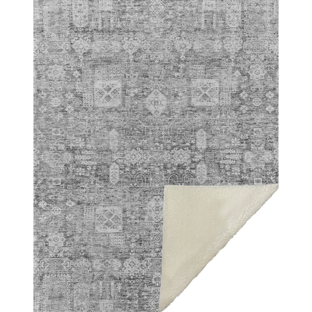 Premium Machine Washable ASB637 Gray 50" x 70" Sherpa Throw Blanket. Picture 1