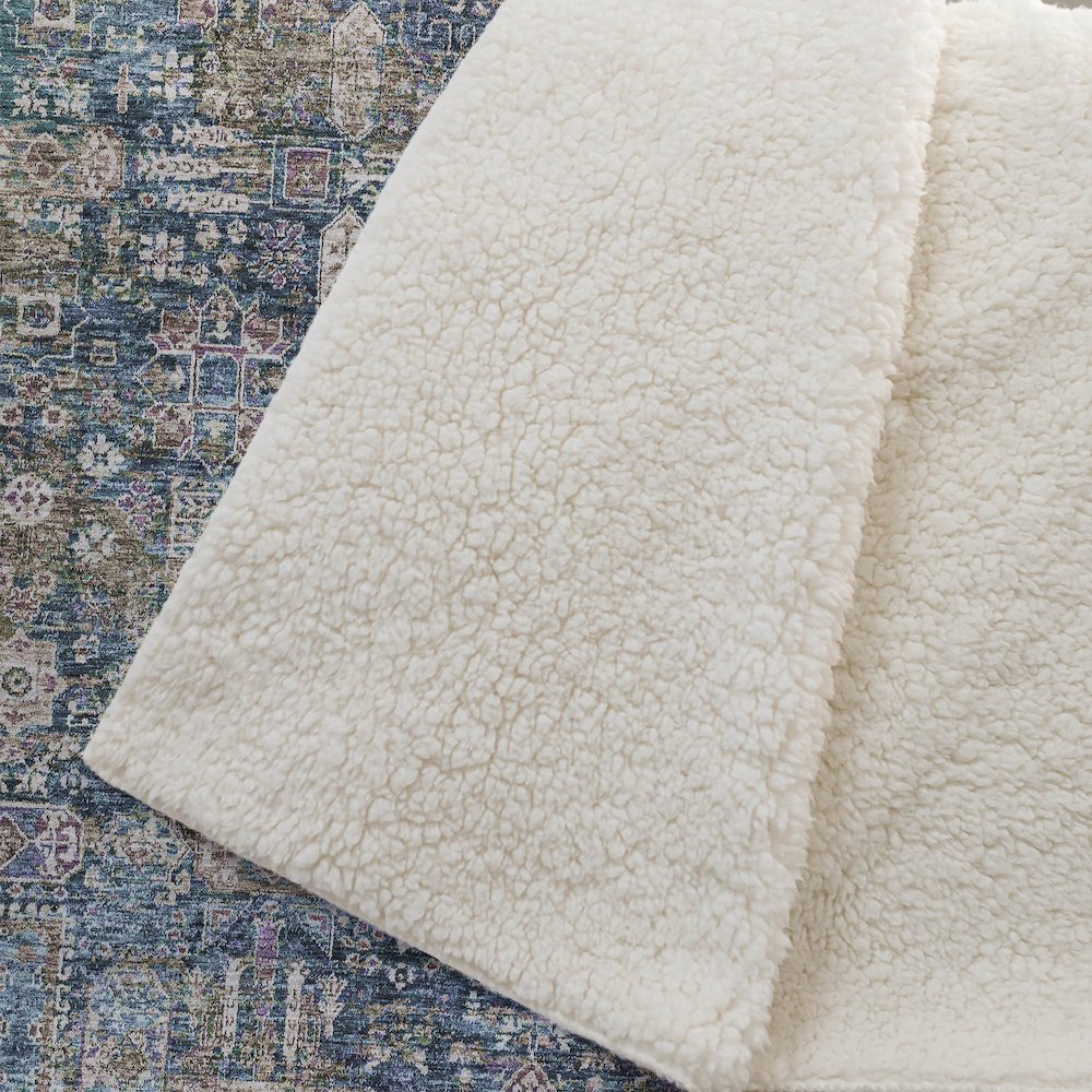 Premium Machine Washable ASB637 Green 50" x 70" Sherpa Throw Blanket. Picture 2