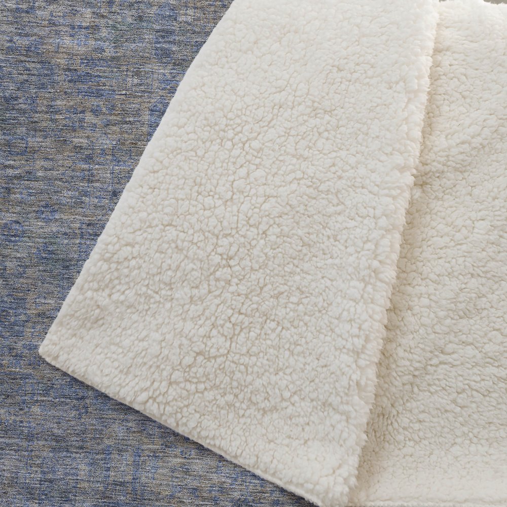 Premium Machine Washable ASB637 Khaki 50" x 70" Sherpa Throw Blanket. Picture 2