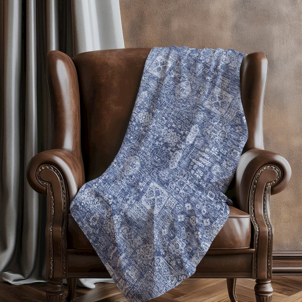Premium Machine Washable ASB637 Navy 50" x 70" Sherpa Throw Blanket. Picture 5