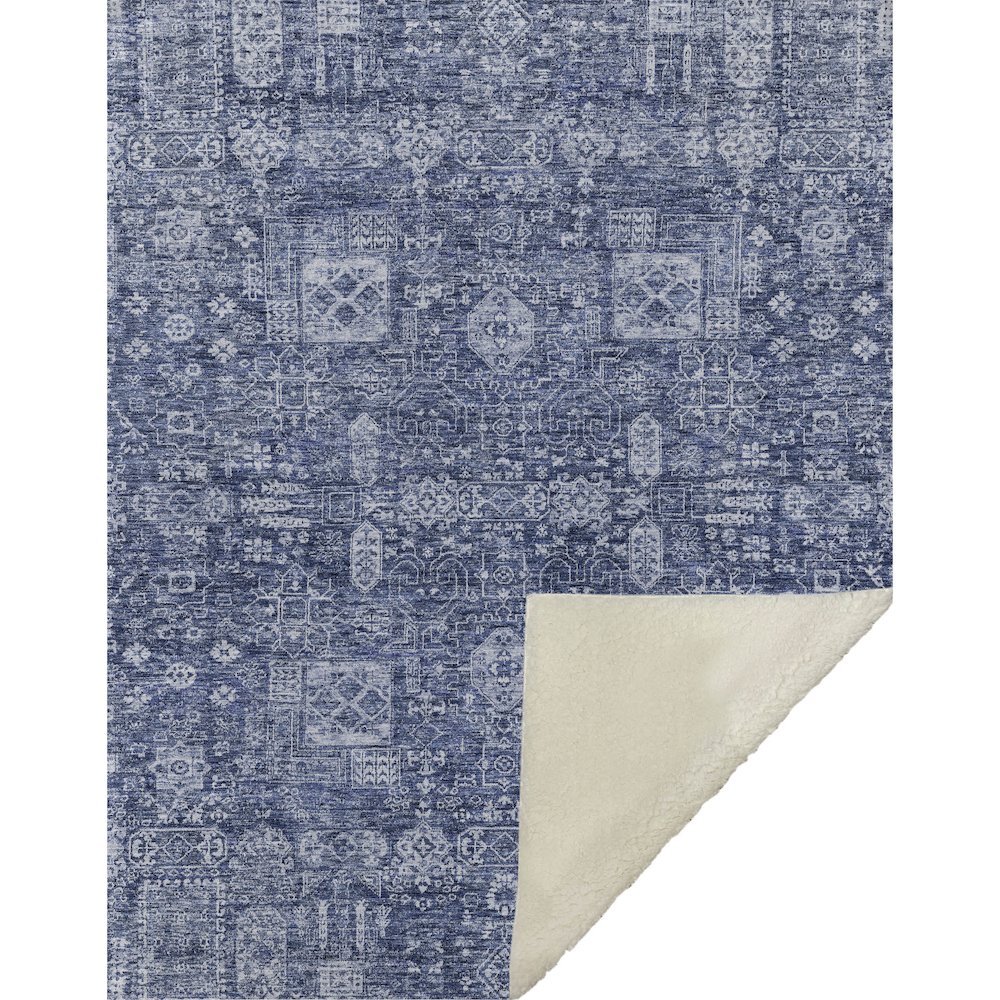 Premium Machine Washable ASB637 Navy 50" x 70" Sherpa Throw Blanket. Picture 1