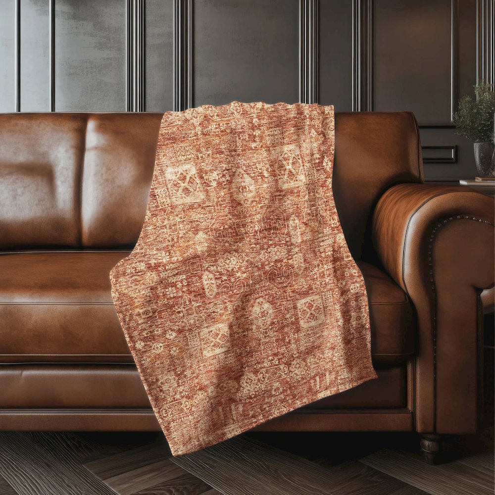 Premium Machine Washable ASB637 Paprika 50" x 70" Sherpa Throw Blanket. Picture 4