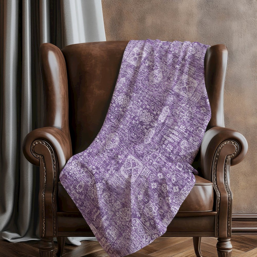Premium Machine Washable ASB637 Purple 50" x 70" Sherpa Throw Blanket. Picture 5