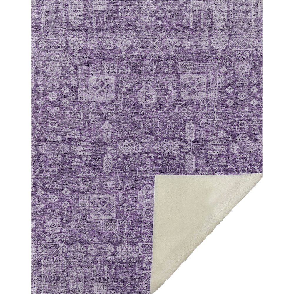 Premium Machine Washable ASB637 Purple 50" x 70" Sherpa Throw Blanket. Picture 1