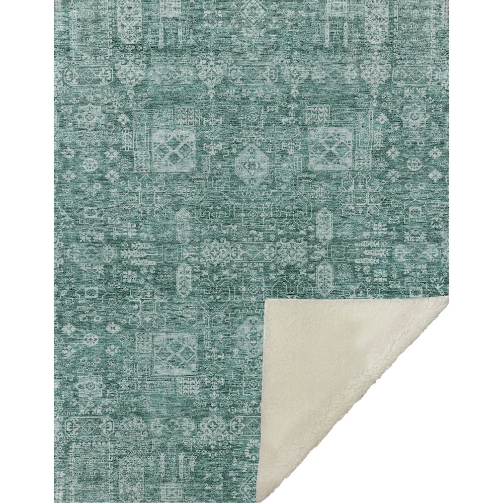 Premium Machine Washable ASB637 Teal 50" x 70" Sherpa Throw Blanket. Picture 1