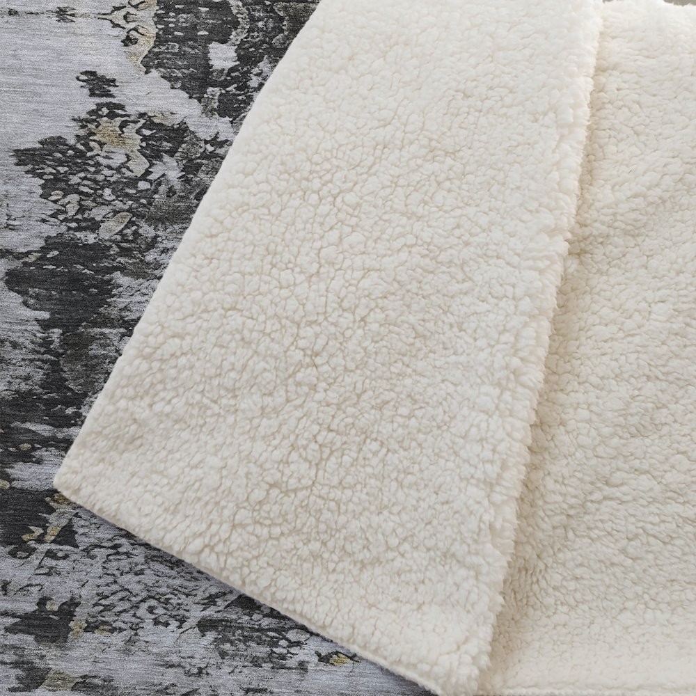 Premium Machine Washable ASB638 Taupe 50" x 70" Sherpa Throw Blanket. Picture 2
