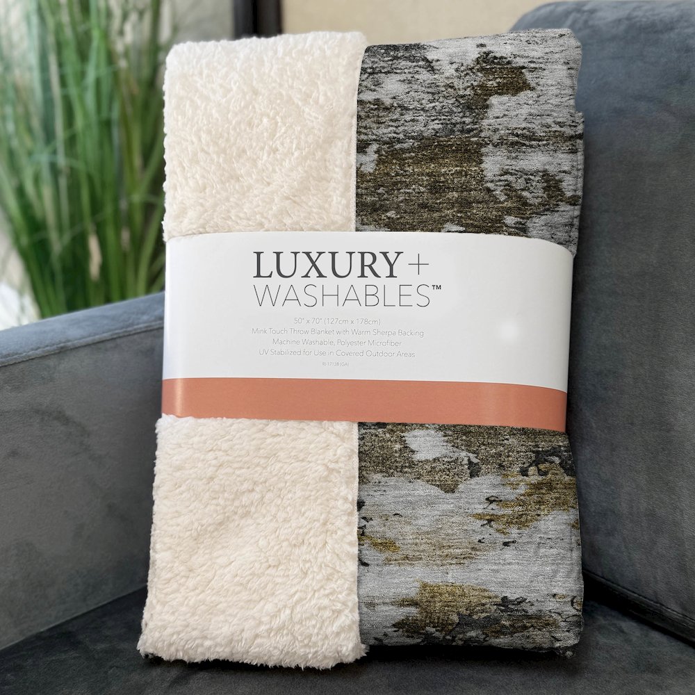 Premium Machine Washable ASB638 Taupe 50" x 70" Sherpa Throw Blanket. Picture 3