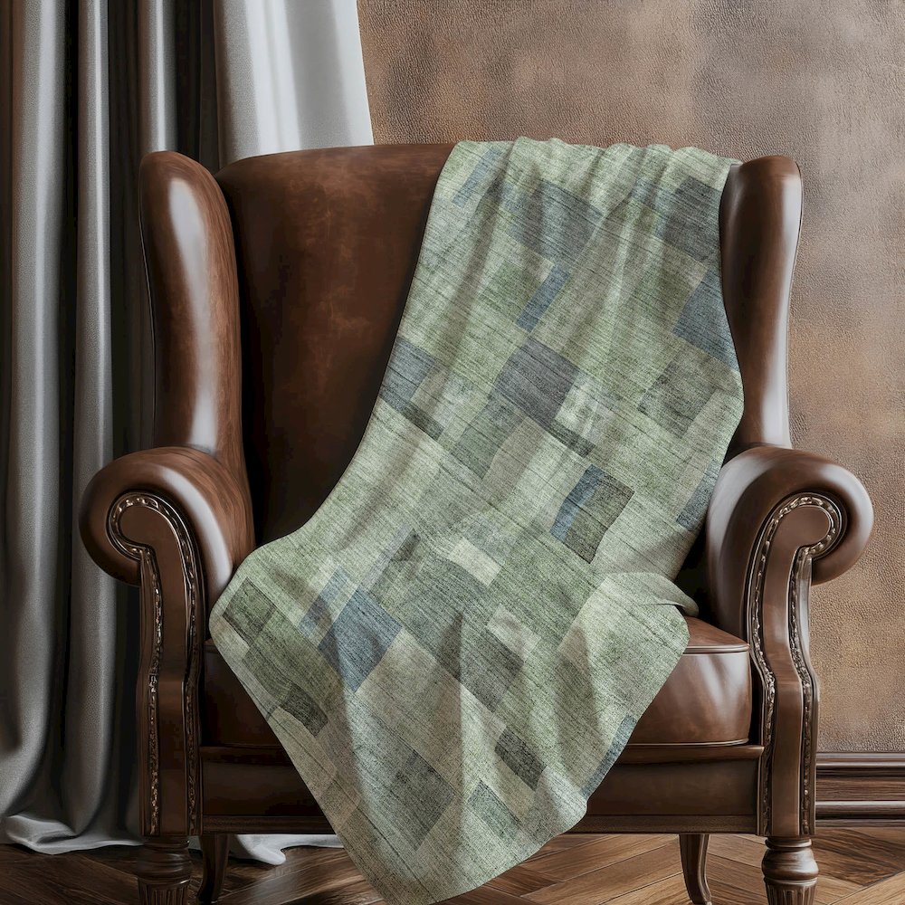 Premium Machine Washable ASB639 Green 50" x 70" Sherpa Throw Blanket. Picture 5