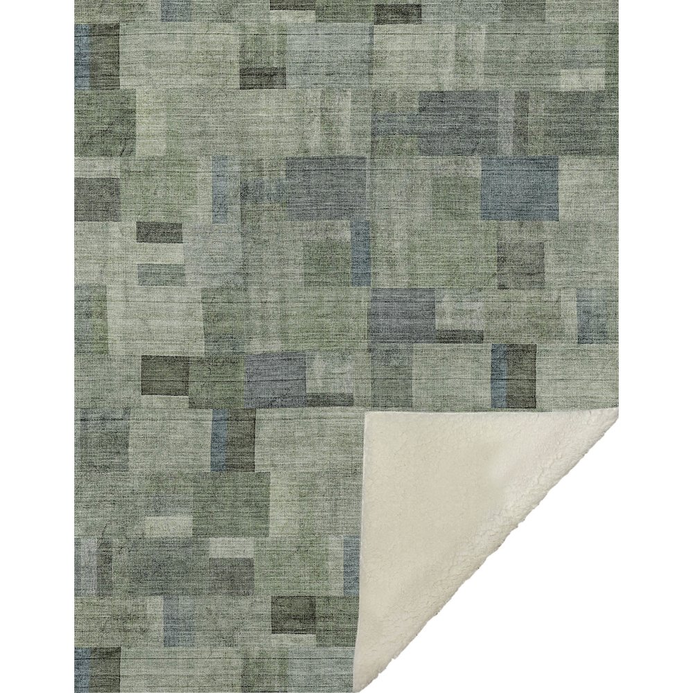 Premium Machine Washable ASB639 Green 50" x 70" Sherpa Throw Blanket. Picture 1