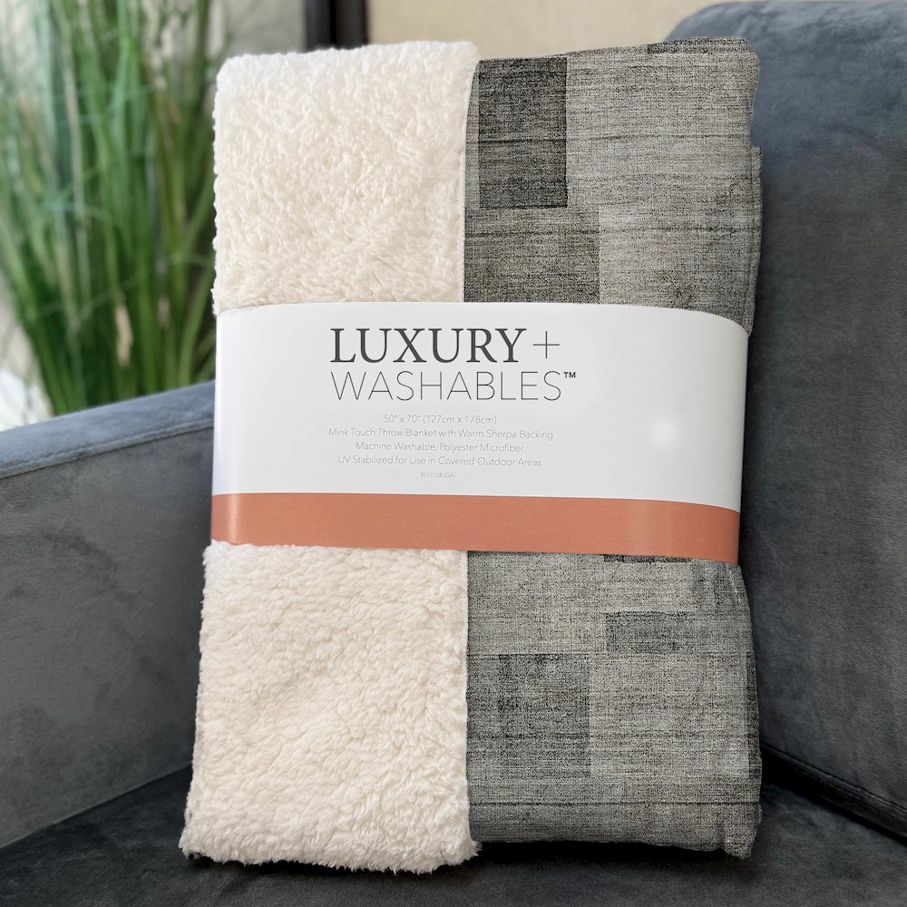 Premium Machine Washable ASB639 Taupe 50" x 70" Sherpa Throw Blanket. Picture 3