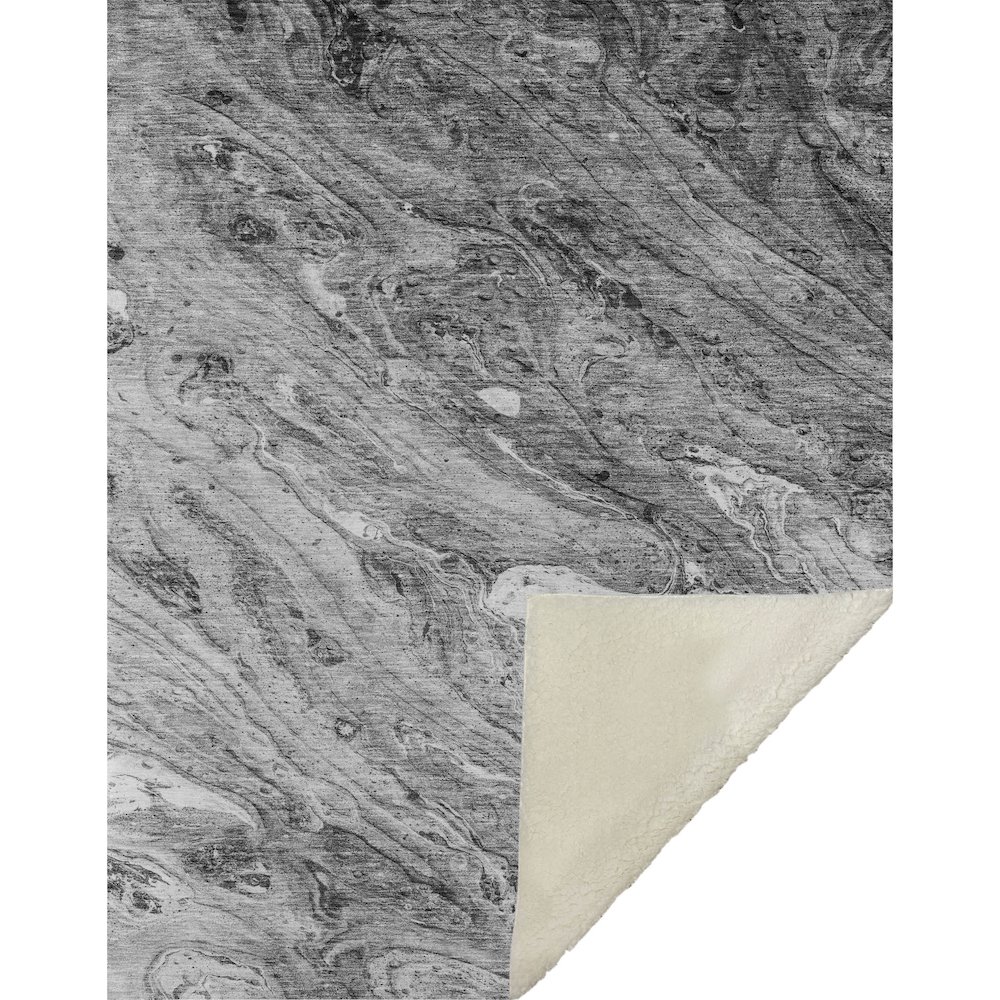 Premium Machine Washable ASB640 Gray 50" x 70" Sherpa Throw Blanket. Picture 1