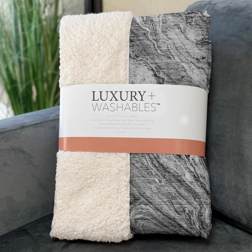Premium Machine Washable ASB640 Gray 50" x 70" Sherpa Throw Blanket. Picture 3