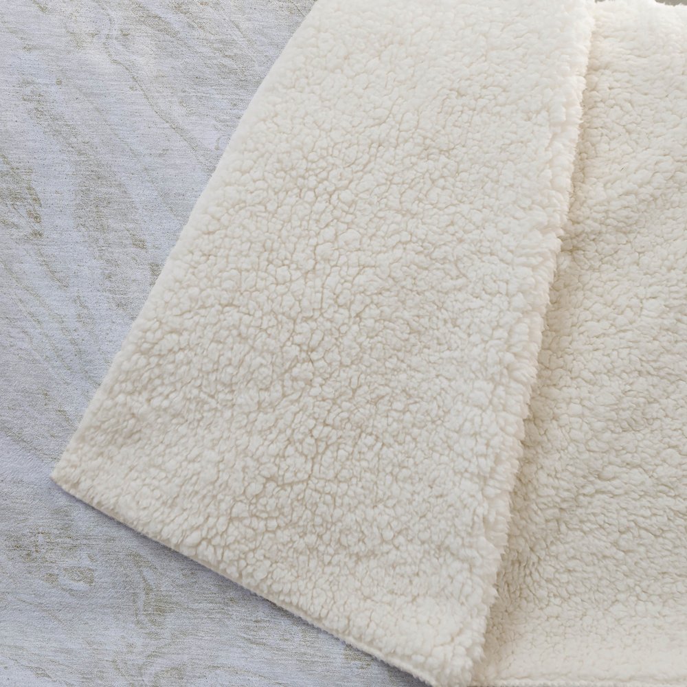 Premium Machine Washable ASB640 Ivory 50" x 70" Sherpa Throw Blanket. Picture 2