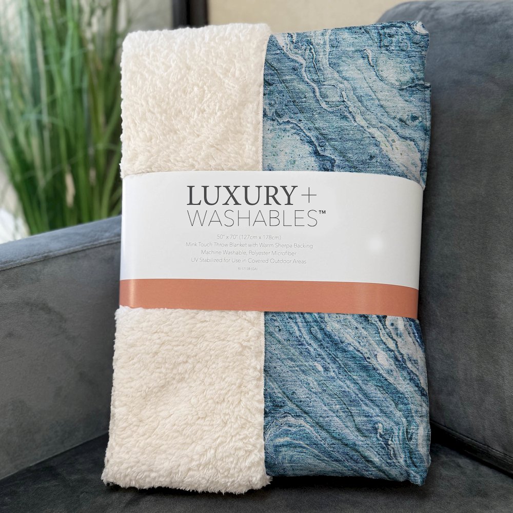 Premium Machine Washable ASB640 Sky 50" x 70" Sherpa Throw Blanket. Picture 3