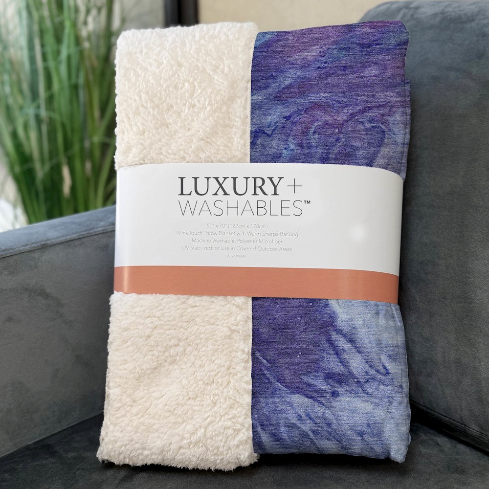 Premium Machine Washable ASB641 Blue 50" x 70" Sherpa Throw Blanket. Picture 3