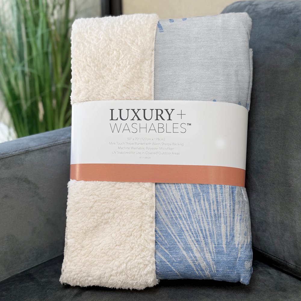 Premium Machine Washable ASB642 Denim 50" x 70" Sherpa Throw Blanket. Picture 3