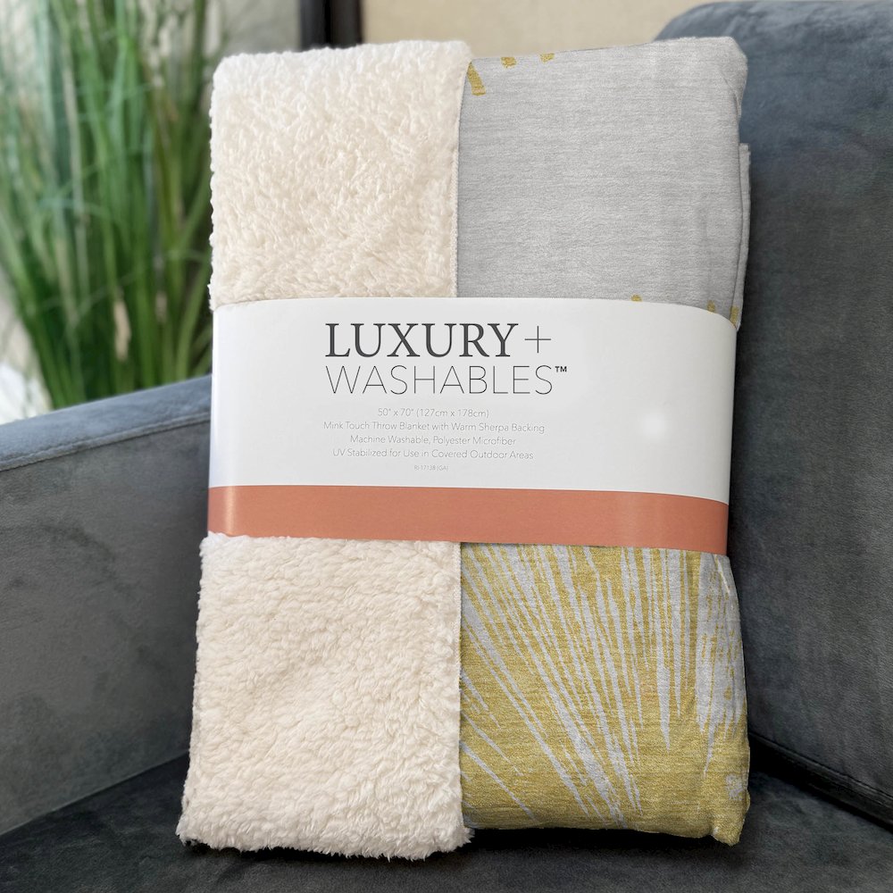 Premium Machine Washable ASB642 Gold 50" x 70" Sherpa Throw Blanket. Picture 3