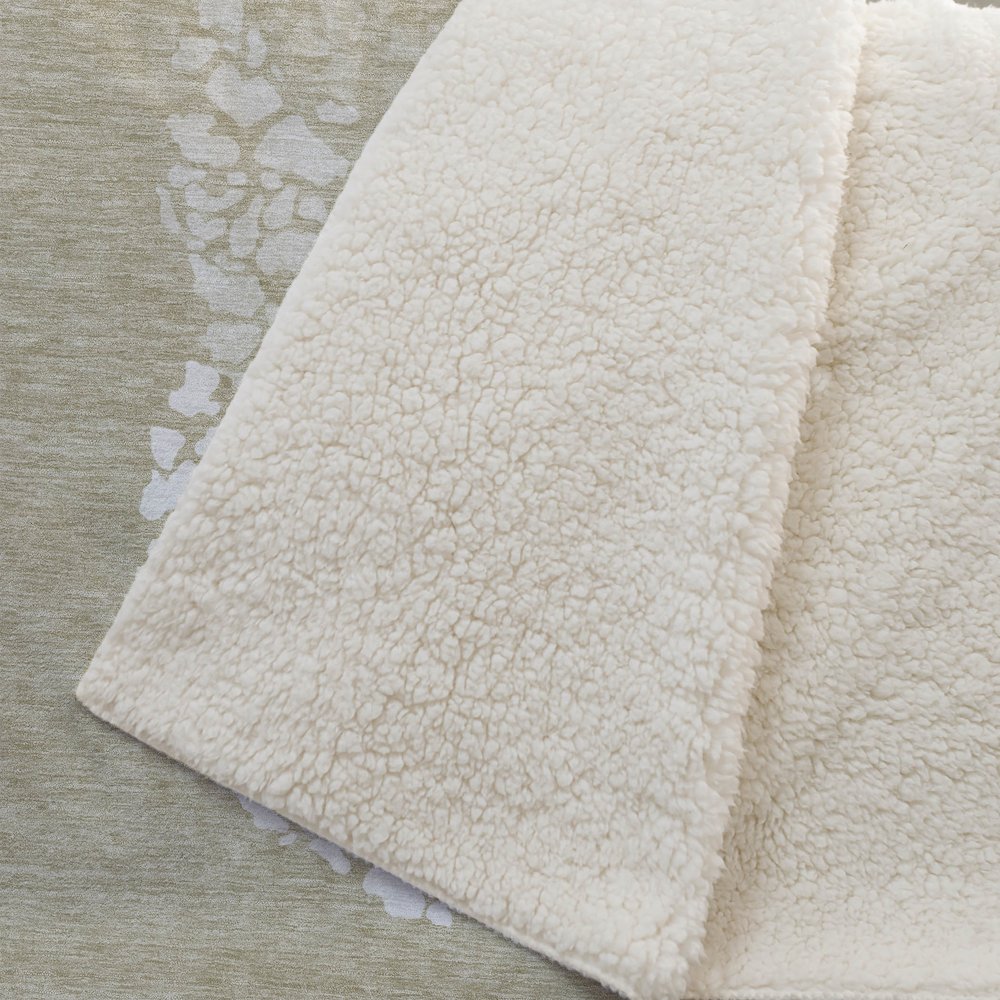 Premium Machine Washable ASB643 Beige 50" x 70" Sherpa Throw Blanket. Picture 2