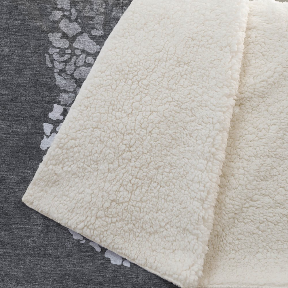 Premium Machine Washable ASB643 Charcoal 50" x 70" Sherpa Throw Blanket. Picture 2