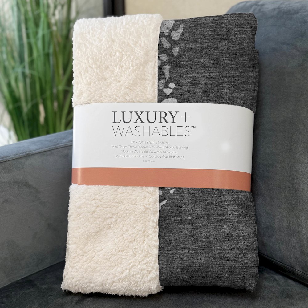 Premium Machine Washable ASB643 Charcoal 50" x 70" Sherpa Throw Blanket. Picture 3