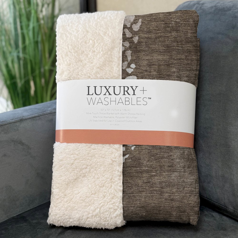 Premium Machine Washable ASB643 Chocolate 50" x 70" Sherpa Throw Blanket. Picture 3
