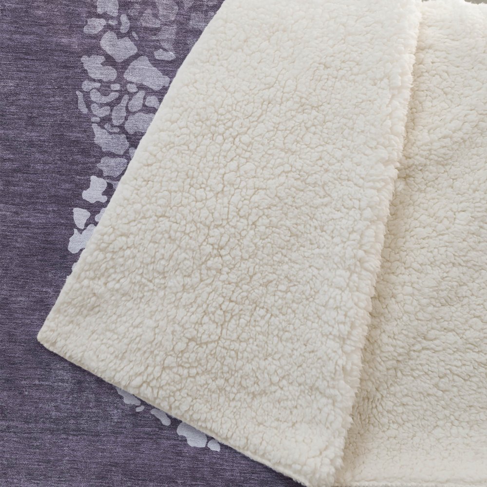Premium Machine Washable ASB643 Eggplant 50" x 70" Sherpa Throw Blanket. Picture 2