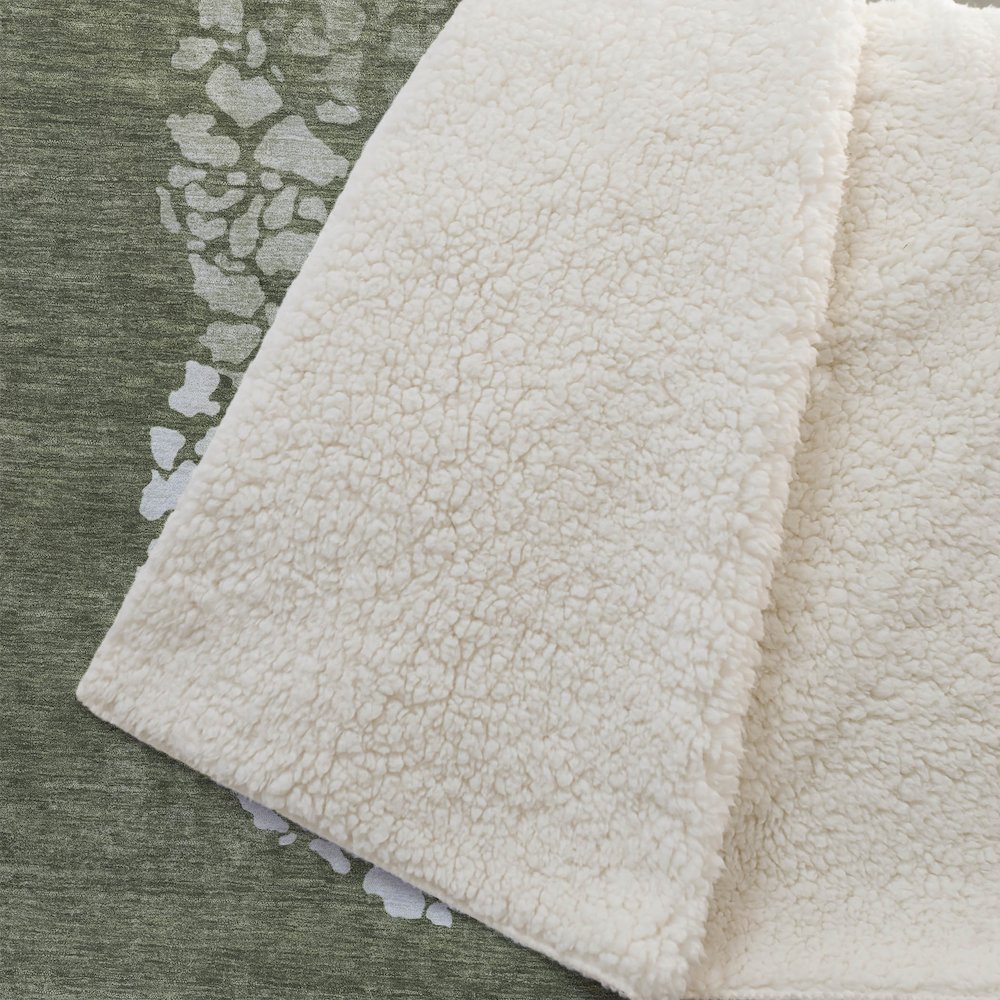 Premium Machine Washable ASB643 Olive 50" x 70" Sherpa Throw Blanket. Picture 2