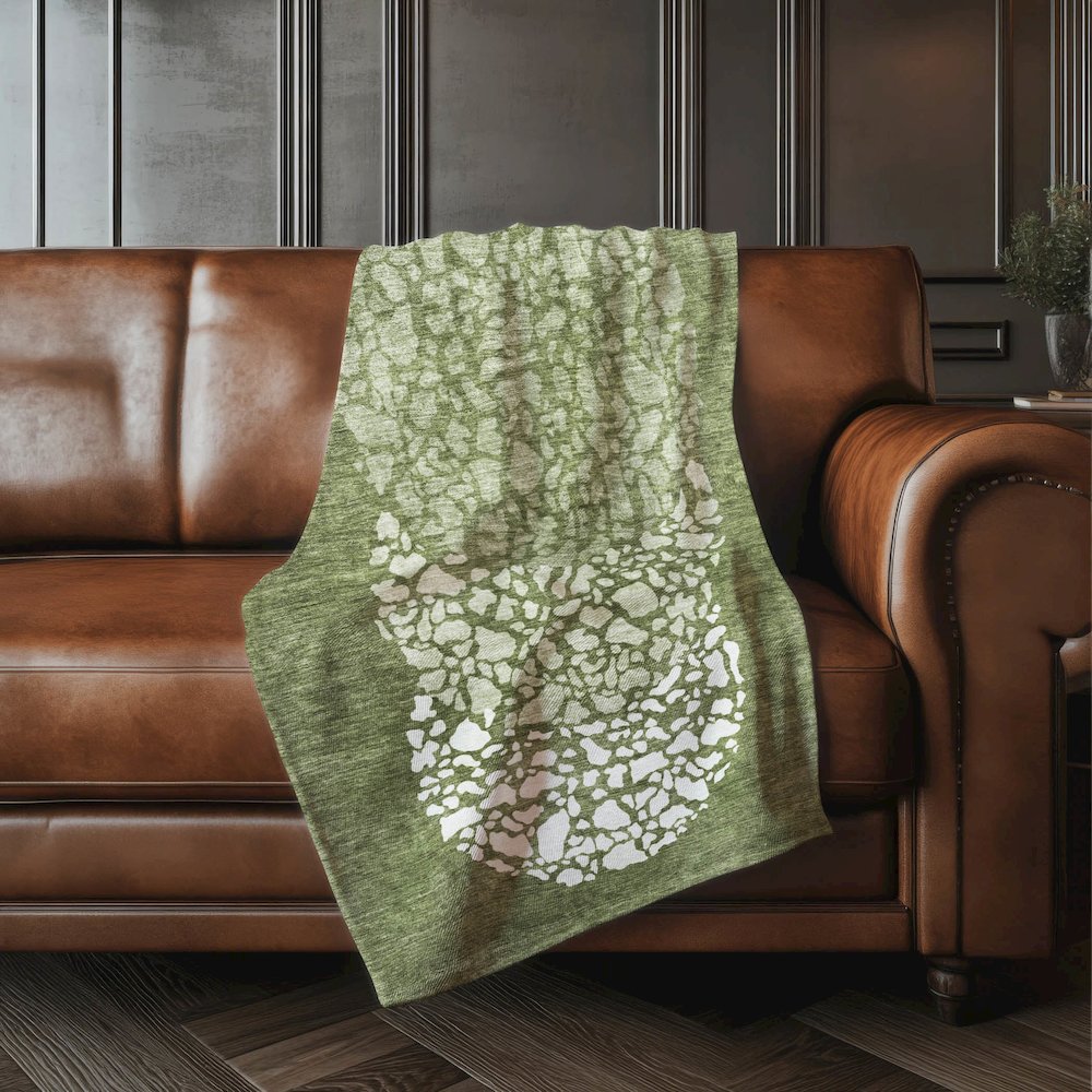 Premium Machine Washable ASB643 Olive 50" x 70" Sherpa Throw Blanket. Picture 4